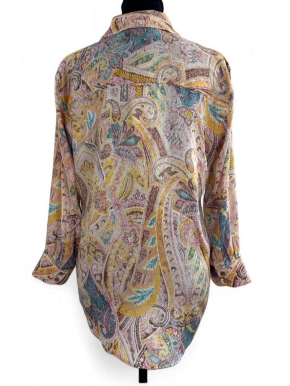 NWT, L'AGENCE Dani size S, Pastel Paisley Silk Button-Down Blouse, MSRP $345.00 - Picture 5 of 13